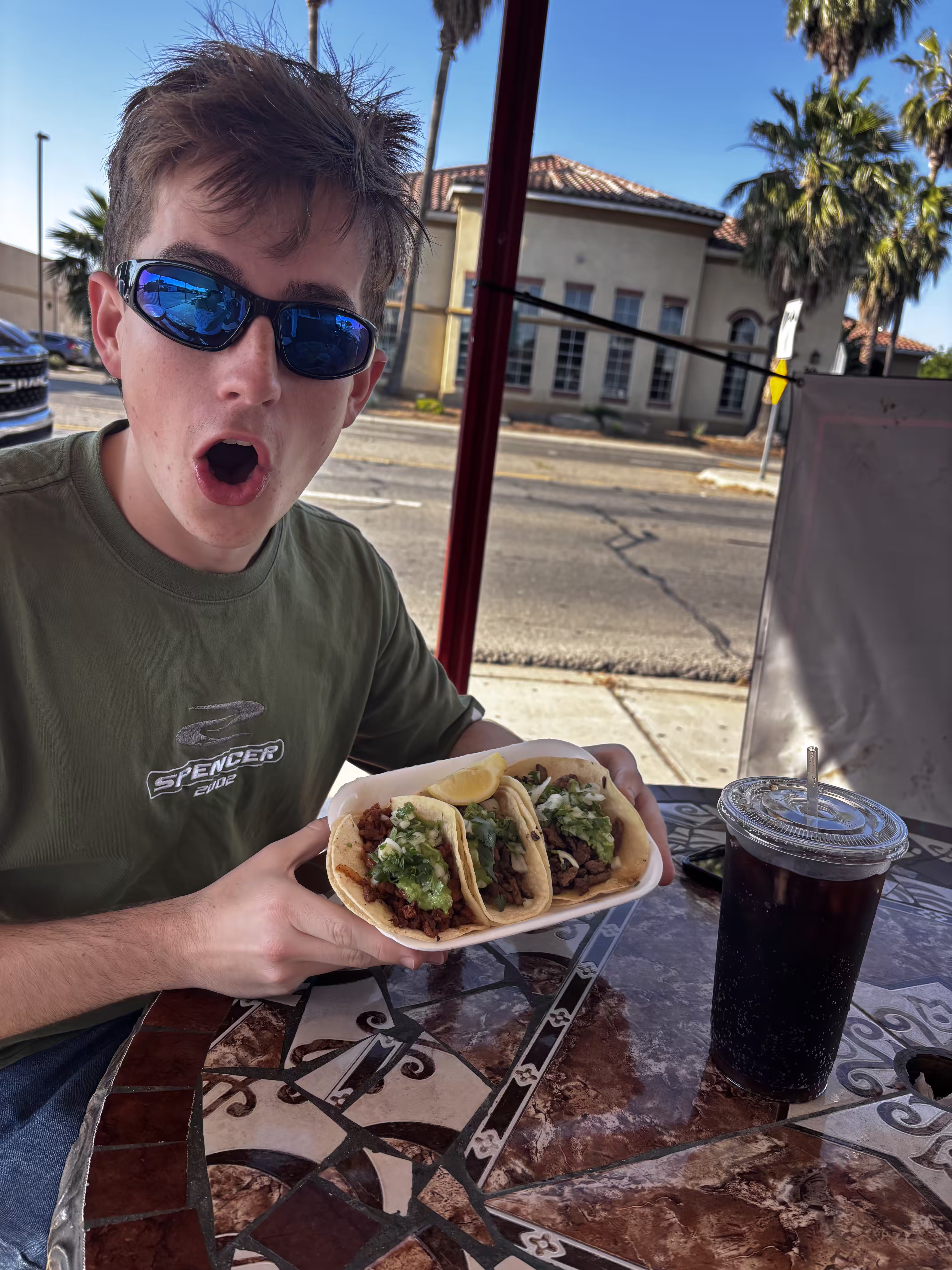 Leo eating tacos